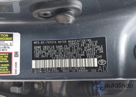 2016 Toyota Corolla S Plus from USA, damaged, VIN 2T1BURHE5GC536119